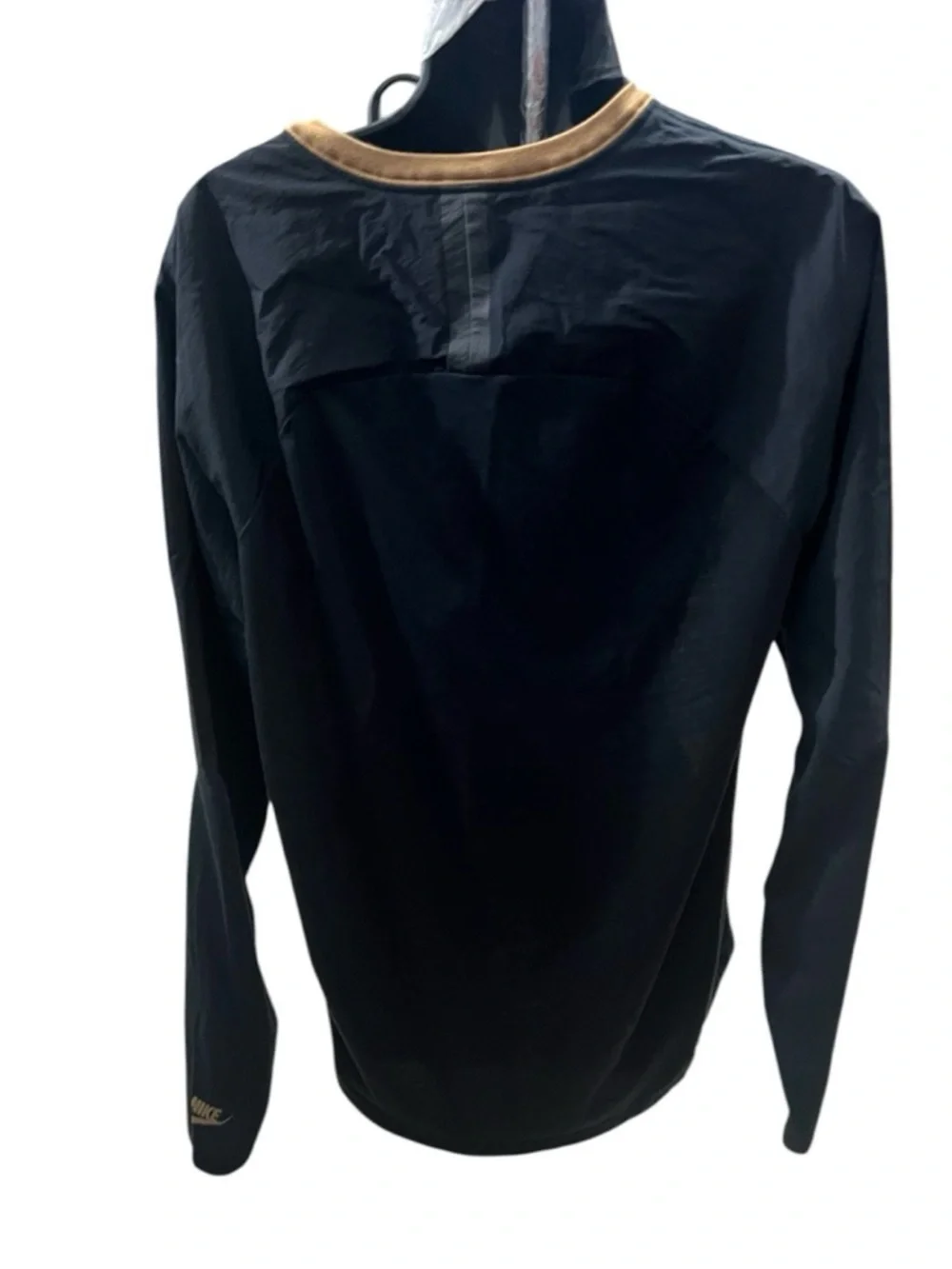 Nike Bonded Long Sleeve Tee with Black Sleeves and Brown Collar
